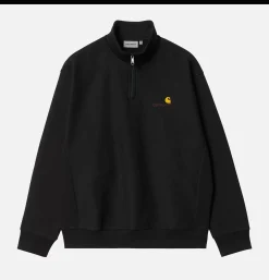 CARHARTT WIP American Scrip Half Zip Black< Sweats & Polaires