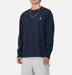 CARHARTT WIP American Tee Ls Air Force Blue< Sweats & Polaires