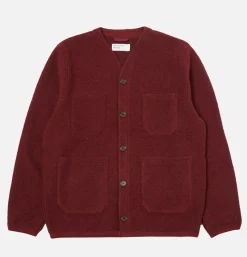 UNIVERSAL WORKS Cardigan Wool Deep Red< Pulls & Cardigans