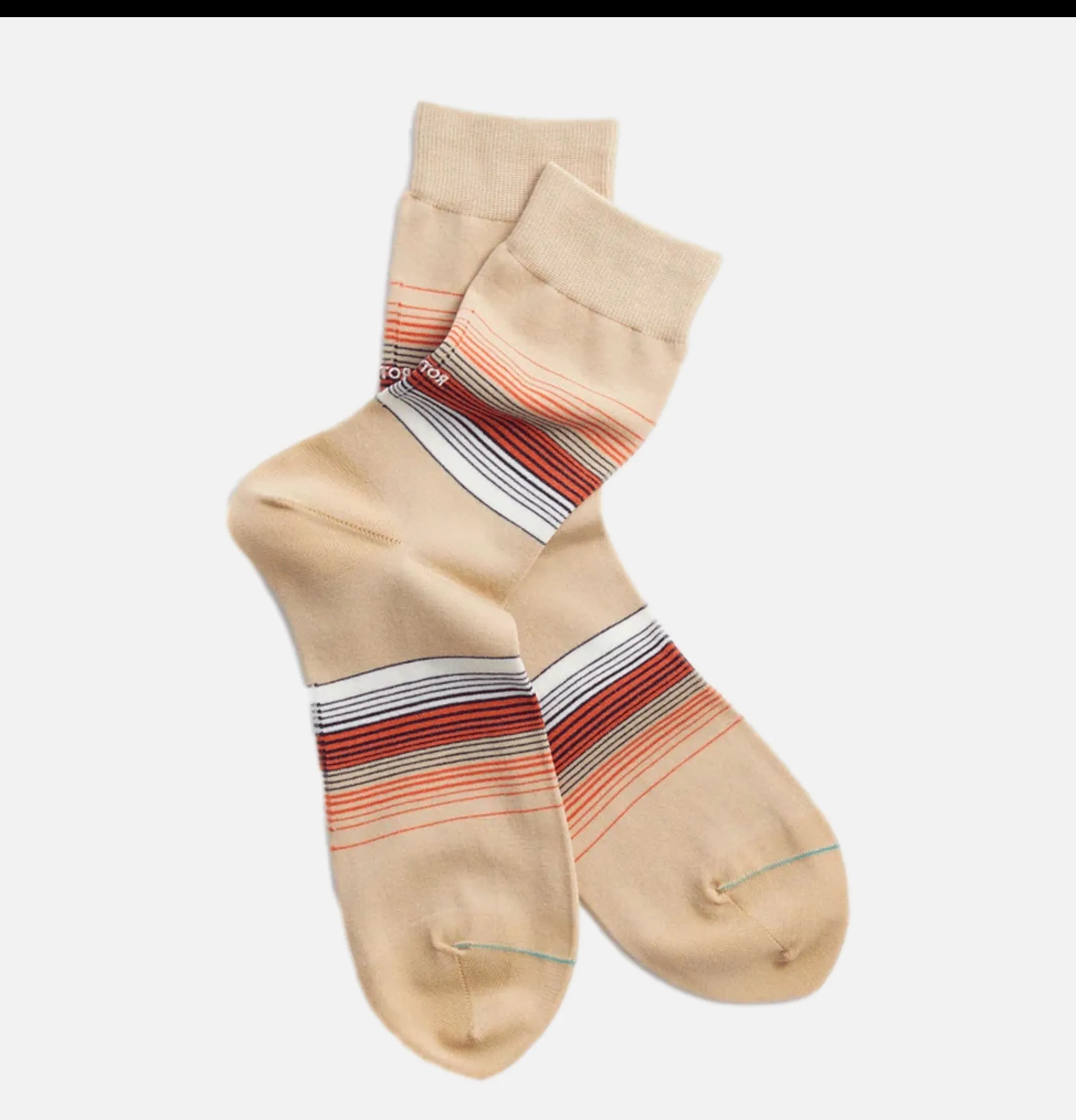 ROTOTO Chaussette Horizon Stripe Beige<Homme Chaussettes