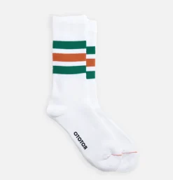 ROTOTO Chaussettes Fine Pile Striped Crew Vertes<Femme Autres|Chaussettes