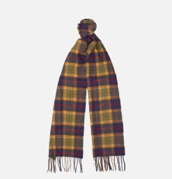 BARBOUR Echarpe Tartan Lambswool Navy Green Ocre< Gants • Bonnets • Echarpes