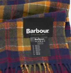 BARBOUR Echarpe Tartan Lambswool Navy Green Ocre< Gants • Bonnets • Echarpes