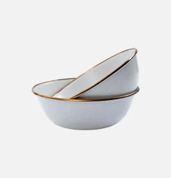BAREBONES Enamel Bowl Set X 2 Eggshell< Outdoor