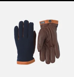 HESTRA Gants Deerskin Wool Tricot Navy< Gants • Bonnets • Echarpes