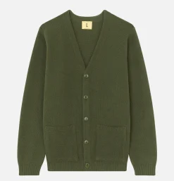 NITTO KNITWEAR Gilet Youri Coton Green< Pulls & Cardigans