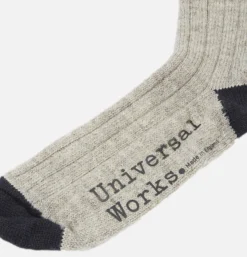 UNIVERSAL WORKS Hike Sock Wool Stone<Homme Chaussettes