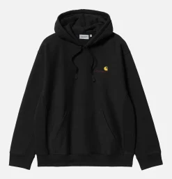 CARHARTT WIP Hooded American Script Black< Sweats & Polaires