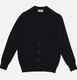 WILLIAM LOCKIE Lambswool Cardigan Navy< Pulls & Cardigans