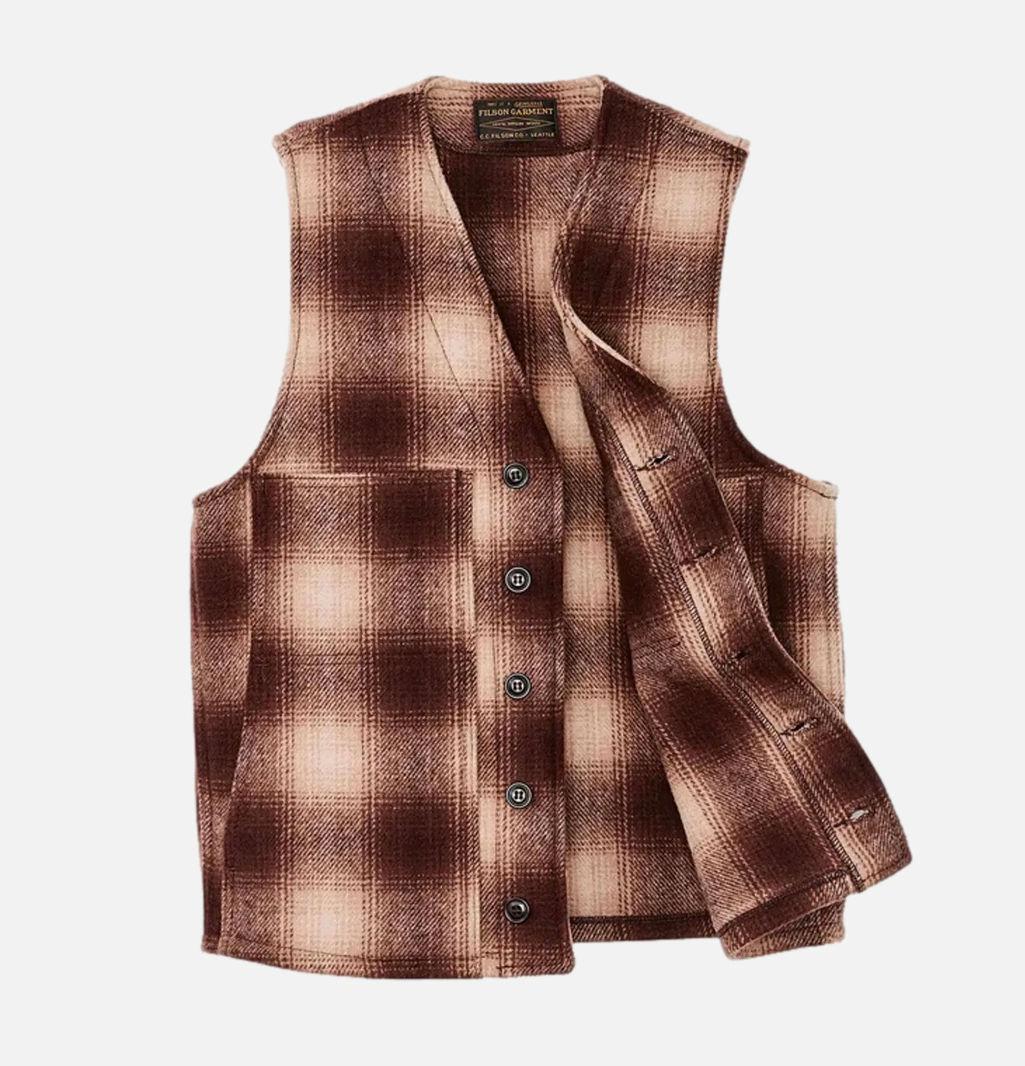FILSON Mackinaw Wool Vest Brown Tan< Vestes
