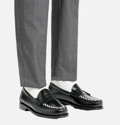 G.H. BASS Mocassin Weejun Weave Black & White<Homme Mocassins