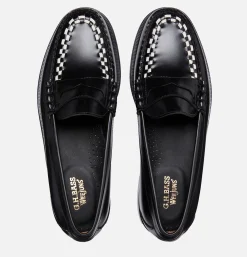 G.H. BASS Mocassin Weejun Weave Black & White<Homme Mocassins