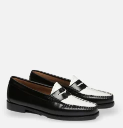 G.H. BASS Mocassin Weejuns Black & White Leather<Homme Mocassins