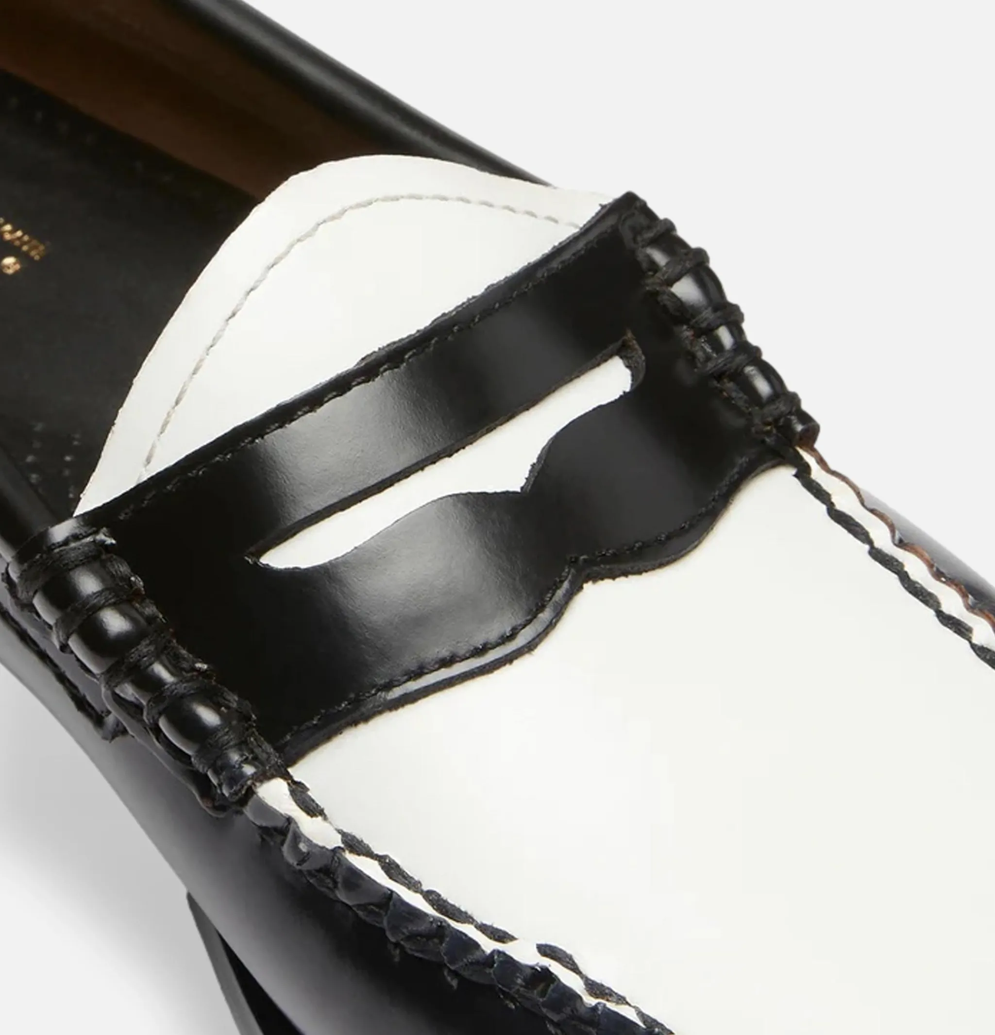 G.H. BASS Mocassin Weejuns Black & White Leather<Homme Mocassins