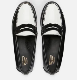 G.H. BASS Mocassin Weejuns Black & White Leather<Homme Mocassins