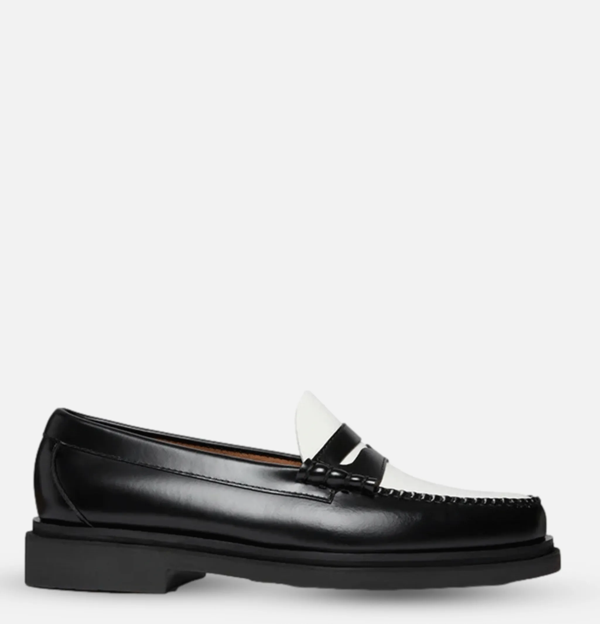 G.H. BASS Moccassin Weejun Step Larson Black White<Homme Mocassins