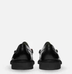 G.H. BASS Moccassin Weejun Step Larson Black White<Homme Mocassins