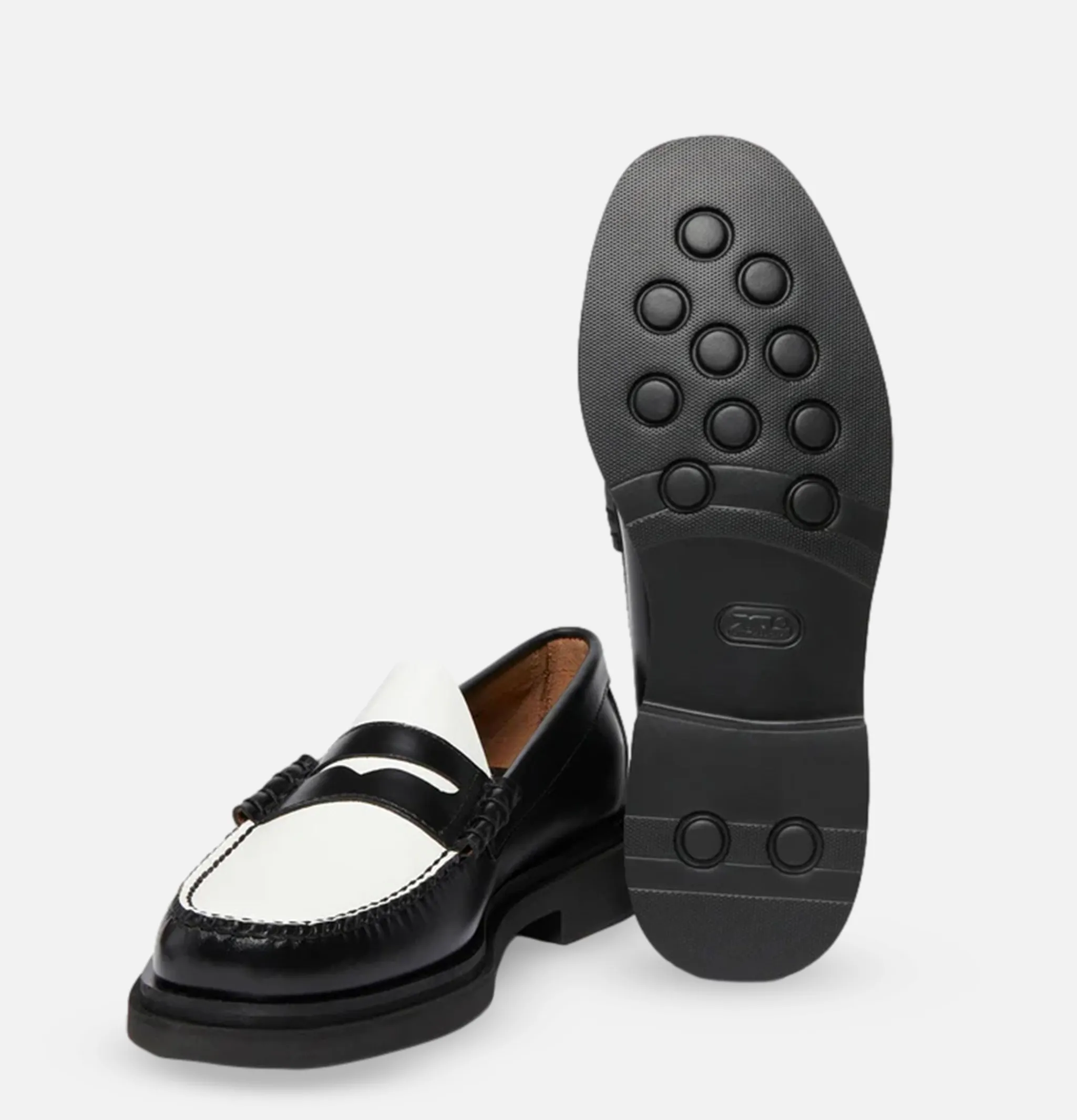 G.H. BASS Moccassin Weejun Step Larson Black White<Homme Mocassins
