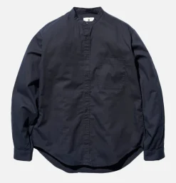 SNOW PEAK Poplin Stand Collar Shirt Navy< Chemises
