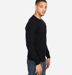 WILLIAM LOCKIE Pull Col Rond Navy< Pulls & Cardigans