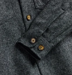 PORTUGUESE FLANNEL Wool Field Over Shirt Grey< Chemises