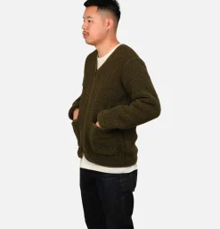 COLDBREAKER Zip Up Vee Cardigan Khaki< Sweats & Polaires